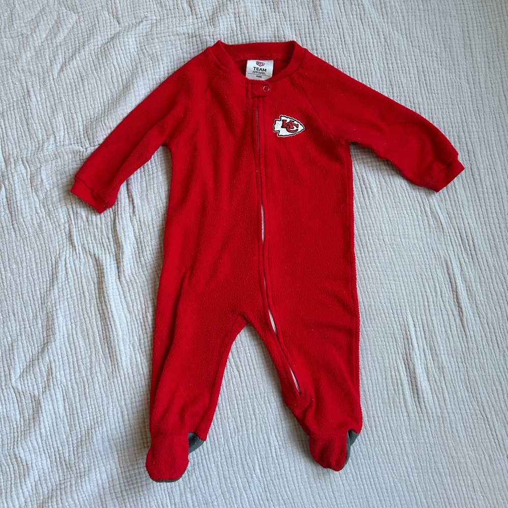NFL Chiefs Fleece Kids One Piece Footie 6-9m